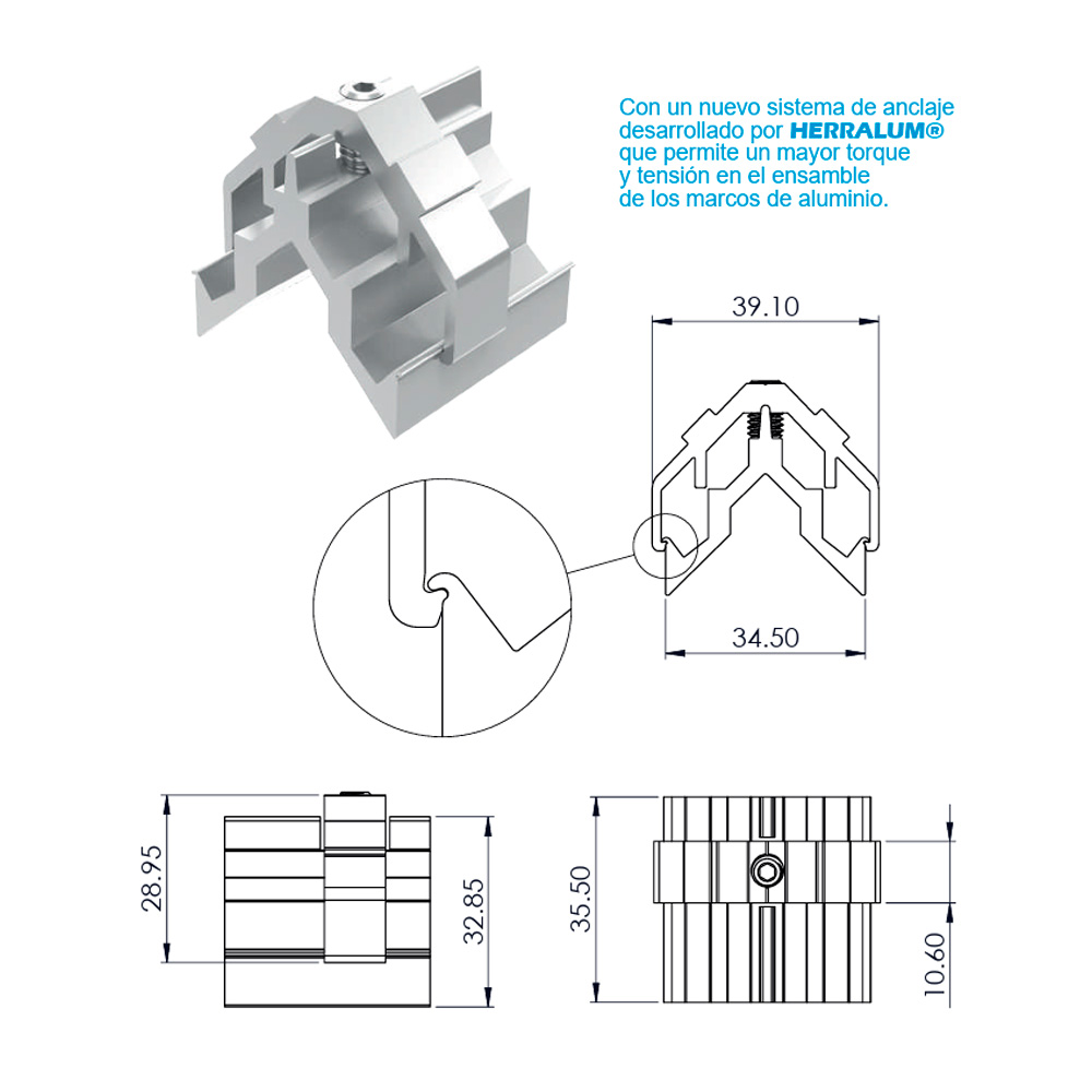 Escuadra de Aluminio para Ventana Serie 1400 - Image 2