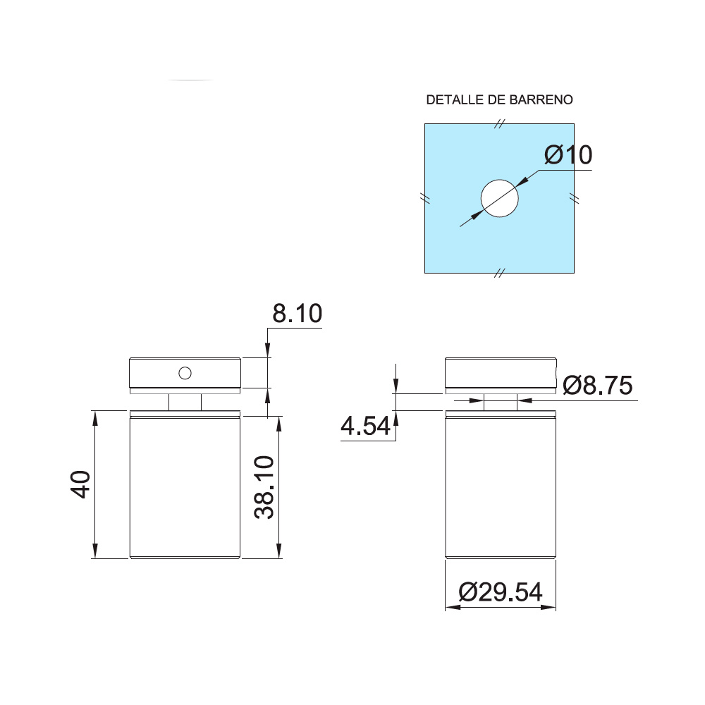 Conector Para Fijación de Muro a Vidrio 32 x 50 - Image 2