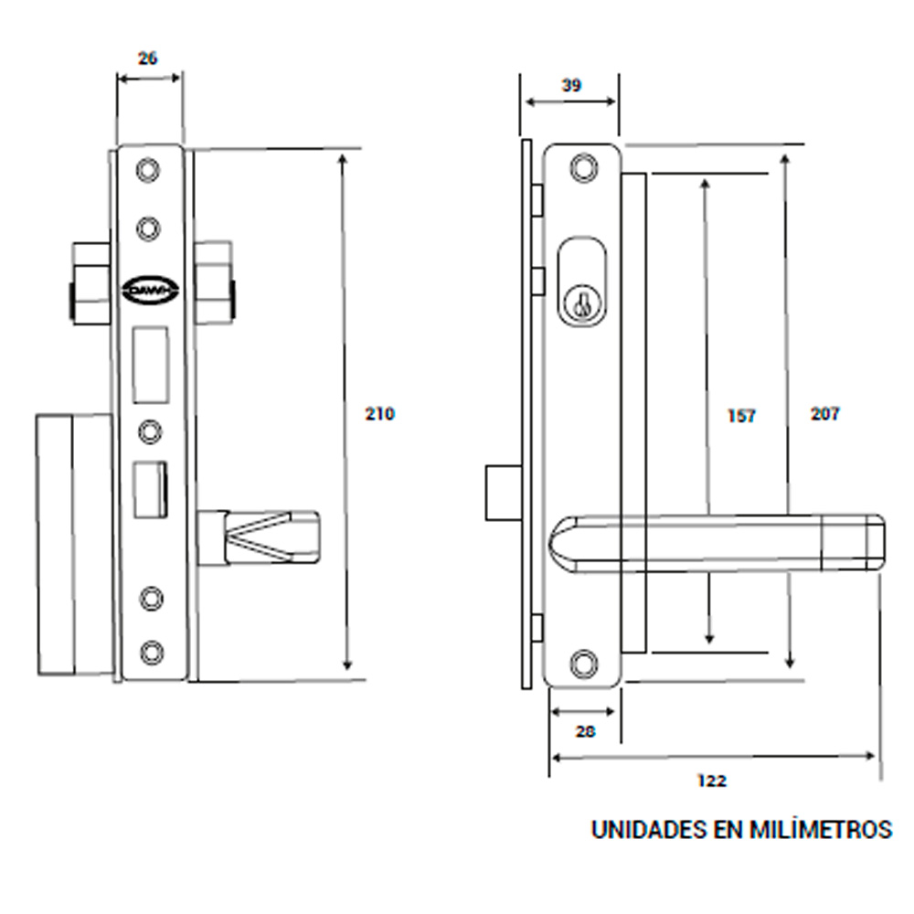 Chapa Para Puerta Mod 785 Tipo Europea Dawh - Image 2