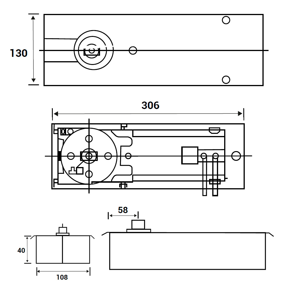 Bisagra de Piso 90º Con Tope Dawh - Image 2