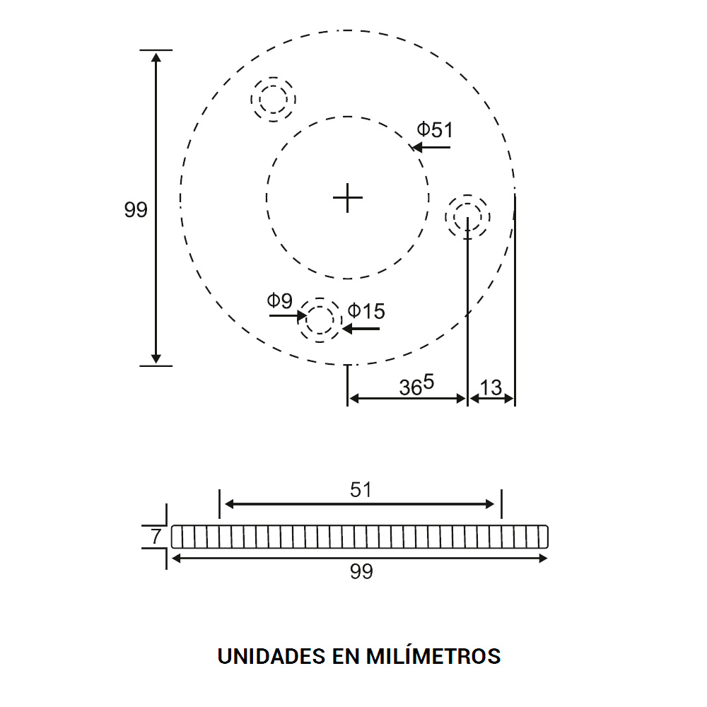 Base Redonda Plana Para Barandal Para 2" - Image 2