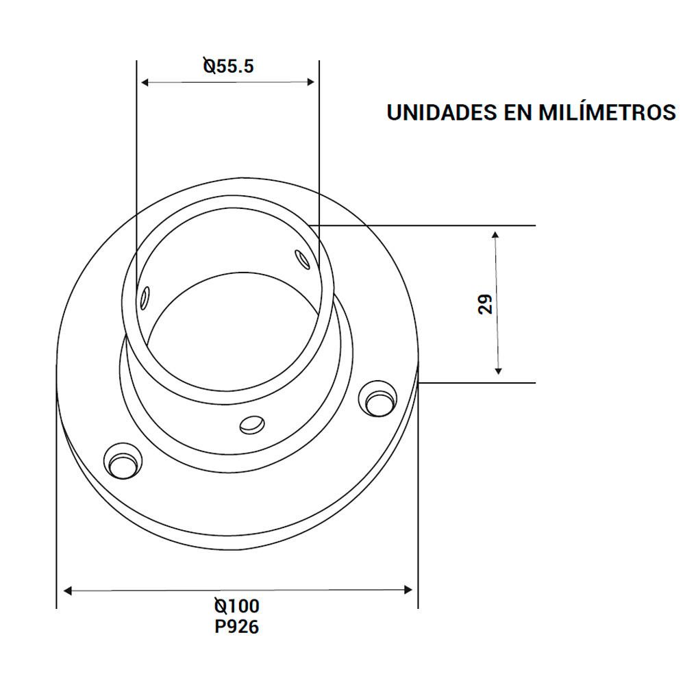 Base Redonda Chica Para Barandal Para 2" - Image 2