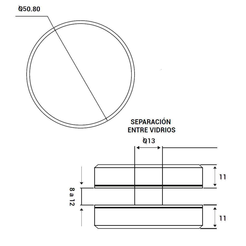 Chapetón Estabilizador de Aluminio Vidrio-Vidrio - Image 2