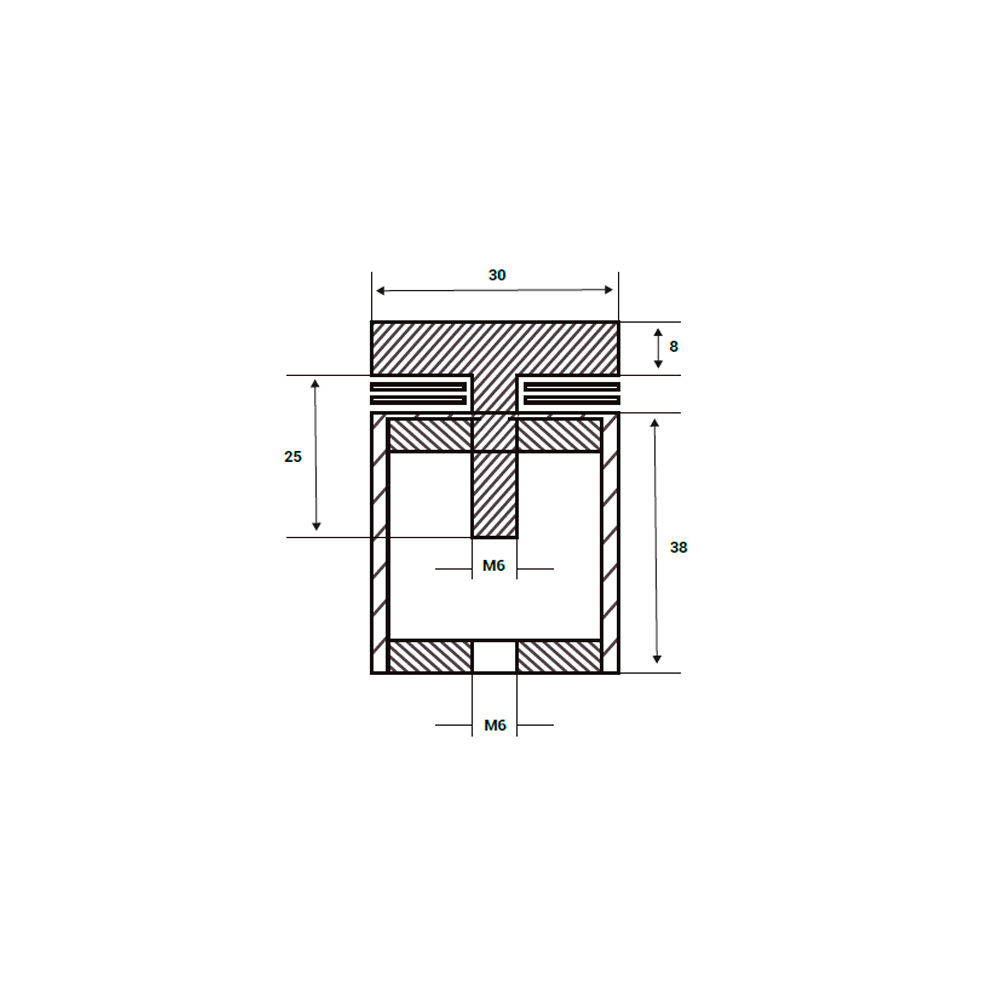 Conector Para Fijación 30 x 50 Ac. Inox. Satin - Imagen 2