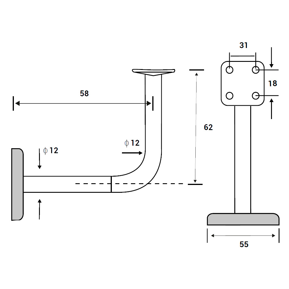 Conector Muro/Pasamanos Para Barandal - Image 2