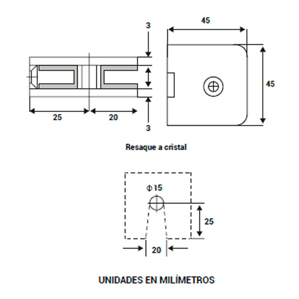 Clip Cuadrado Muro Vidrio Troquelado Dawh - Image 2