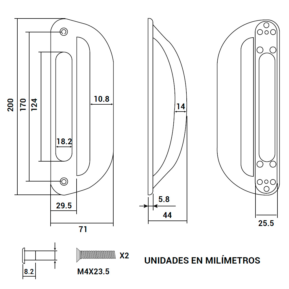 Jaladera Tirador Tipo Europeo para Cierre Embutido - Image 2