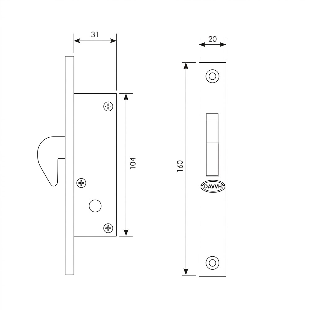 Chapa de Gancho Tetra P/Sobreponer Mod CH 2123T - Image 3