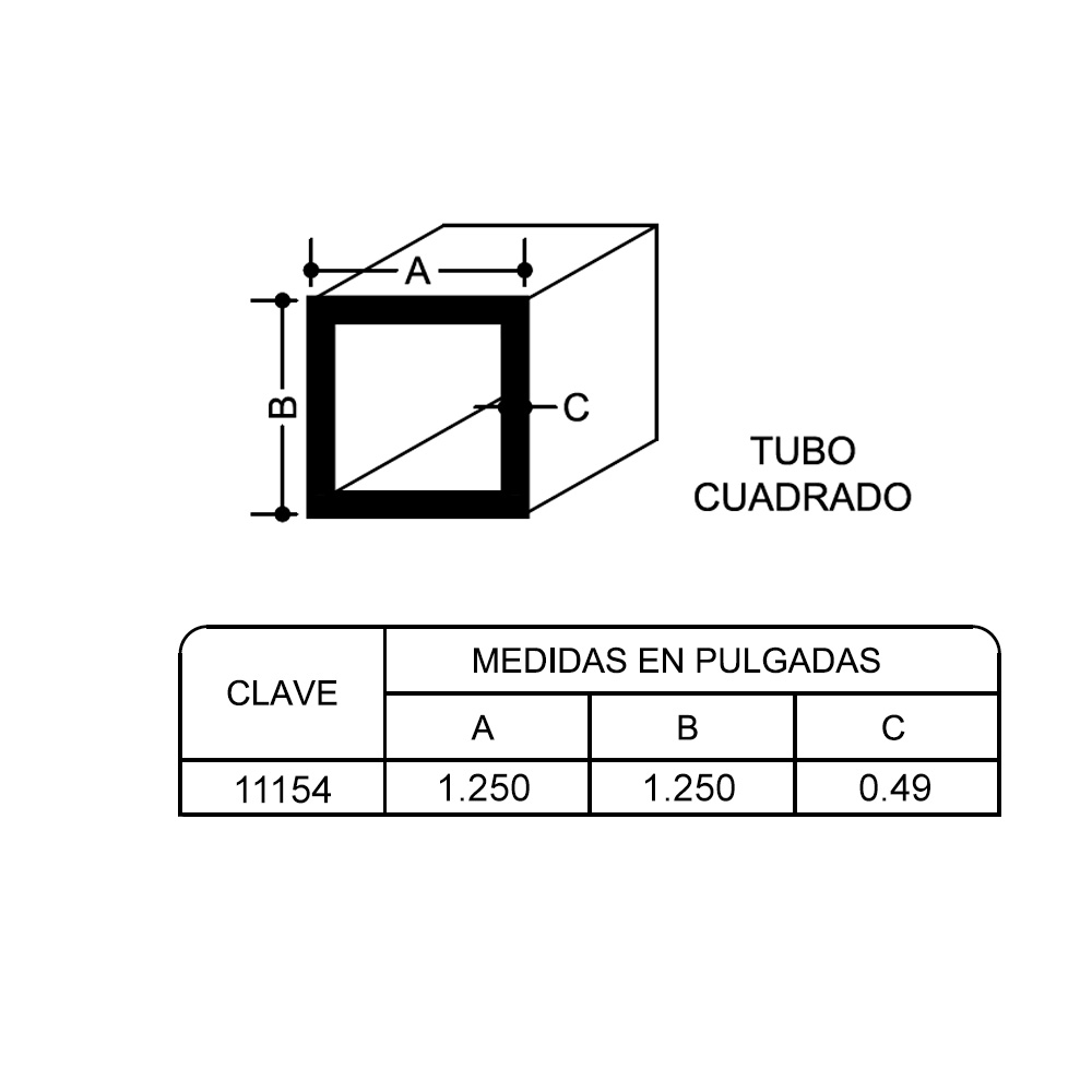 Tubo Cuadrado 1 1/4" 6.10 Mt - Imagen 2