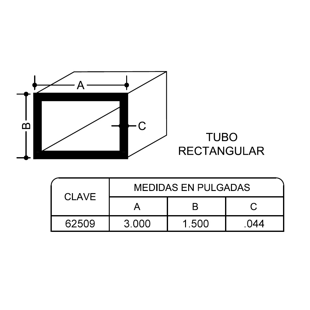 Tubo Rectangular 3 X 1 1/2" 6.10 Mt - Imagen 2